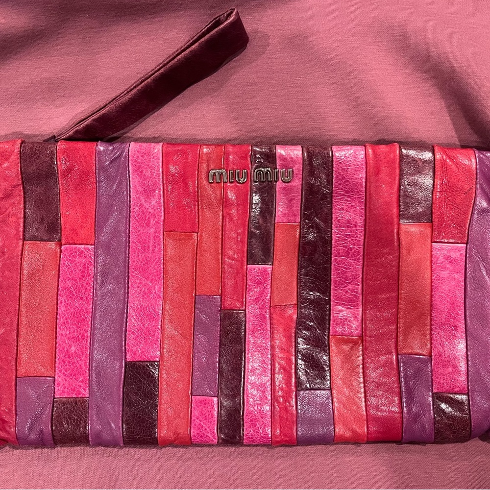 Miu Miu Colorblock Leather Wristlet Clutch - Picture 2 of 12